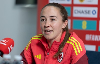 020626 - Wales Women Football Media Conference - Cymru’s Laura Hughes during a media session ahead of the 2027 FIFA Women’s World Cup qualifiers against Montenegro and Czechia