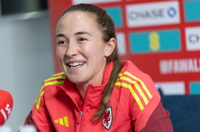 020626 - Wales Women Football Media Conference - Cymru’s Laura Hughes during a media session ahead of the 2027 FIFA Women’s World Cup qualifiers against Montenegro and Czechia