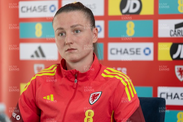 020626 - Wales Women Football Media Conference - Cymru’s Mia Ross during a media session ahead of the 2027 FIFA Women’s World Cup qualifiers against Montenegro and Czechia