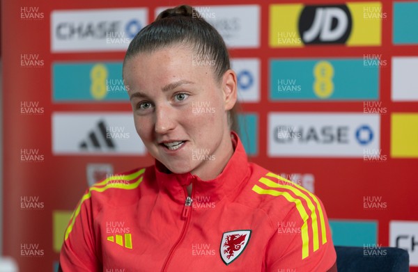 020626 - Wales Women Football Media Conference - Cymru’s Mia Ross during a media session ahead of the 2027 FIFA Women’s World Cup qualifiers against Montenegro and Czechia