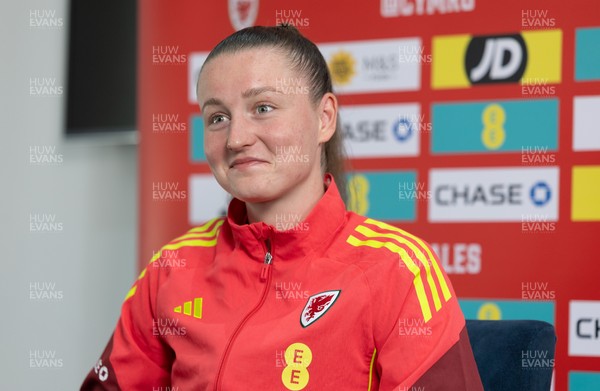 020626 - Wales Women Football Media Conference - Cymru’s Mia Ross during a media session ahead of the 2027 FIFA Women’s World Cup qualifiers against Montenegro and Czechia