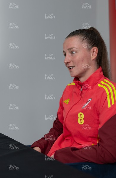 020626 - Wales Women Football Media Conference - Cymru’s Mia Ross during a media session ahead of the 2027 FIFA Women’s World Cup qualifiers against Montenegro and Czechia