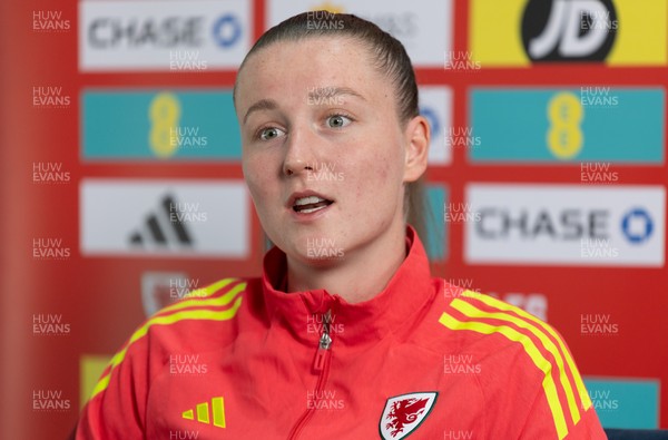 020626 - Wales Women Football Media Conference - Cymru’s Mia Ross during a media session ahead of the 2027 FIFA Women’s World Cup qualifiers against Montenegro and Czechia