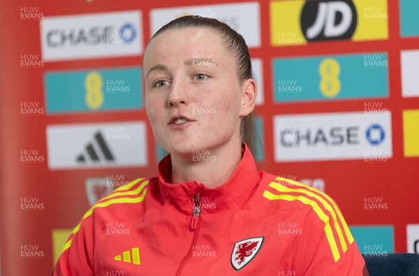 020626 - Wales Women Football Media Conference - Cymru’s Mia Ross during a media session ahead of the 2027 FIFA Women’s World Cup qualifiers against Montenegro and Czechia