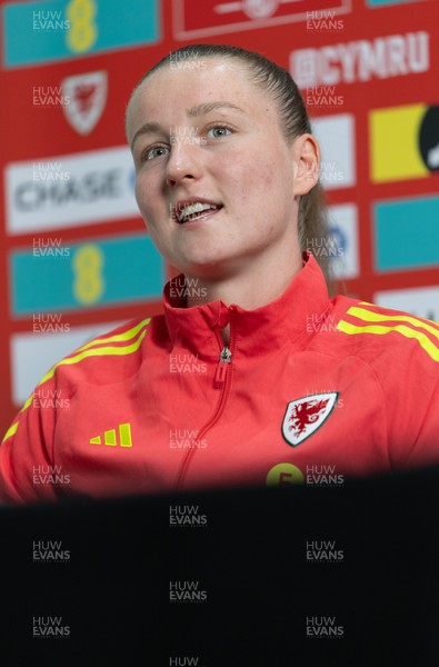 020626 - Wales Women Football Media Conference - Cymru’s Mia Ross during a media session ahead of the 2027 FIFA Women’s World Cup qualifiers against Montenegro and Czechia