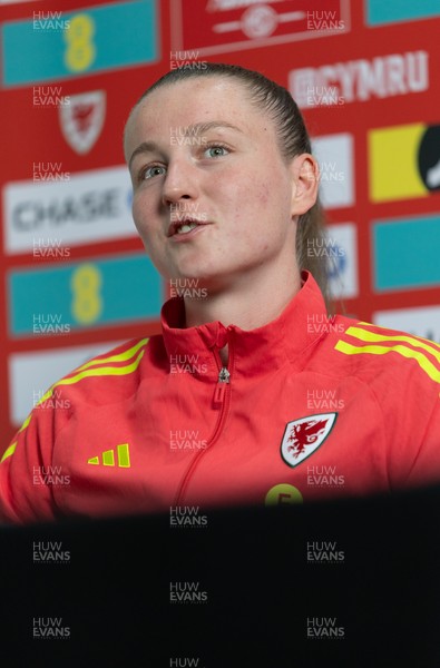 020626 - Wales Women Football Media Conference - Cymru’s Mia Ross during a media session ahead of the 2027 FIFA Women’s World Cup qualifiers against Montenegro and Czechia