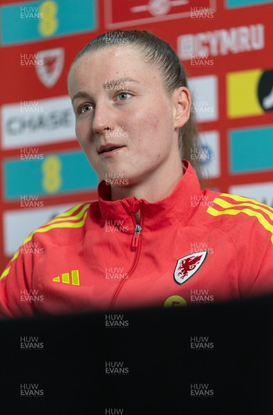 020626 - Wales Women Football Media Conference - Cymru’s Mia Ross during a media session ahead of the 2027 FIFA Women’s World Cup qualifiers against Montenegro and Czechia