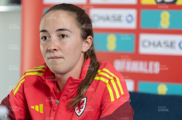 020626 - Wales Women Football Media Conference - Cymru’s Laura Hughes during a media session ahead of the 2027 FIFA Women’s World Cup qualifiers against Montenegro and Czechia