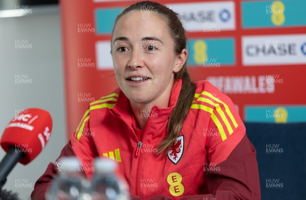 020626 - Wales Women Football Media Conference - Cymru’s Laura Hughes during a media session ahead of the 2027 FIFA Women’s World Cup qualifiers against Montenegro and Czechia