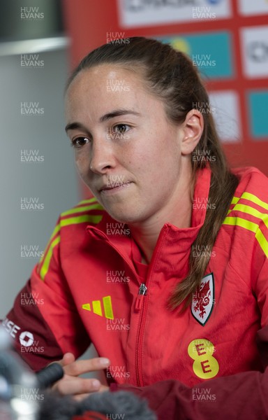 020626 - Wales Women Football Media Conference - Cymru’s Laura Hughes during a media session ahead of the 2027 FIFA Women’s World Cup qualifiers against Montenegro and Czechia