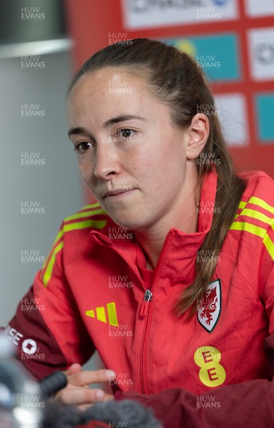 020626 - Wales Women Football Media Conference - Cymru’s Laura Hughes during a media session ahead of the 2027 FIFA Women’s World Cup qualifiers against Montenegro and Czechia