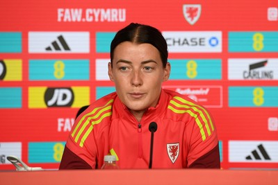 080626 - Wales Women Football Media Conference - Wales Captain Angharad James speaks to the media ahead of their upcoming World Cup qualifier match against Czech Republic