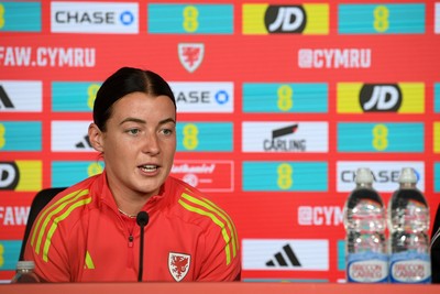 080626 - Wales Women Football Media Conference - Wales Captain Angharad James speaks to the media ahead of their upcoming World Cup qualifier match against Czech Republic