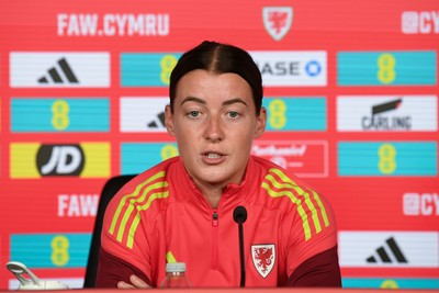 080626 - Wales Women Football Media Conference - Wales Captain Angharad James speaks to the media ahead of their upcoming World Cup qualifier match against Czech Republic