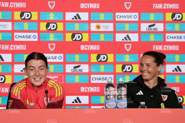 080626 - Wales Women Football Media Conference - Wales Captain Angharad James and head coach Rhian Wilkinson speaks to the media ahead of their upcoming World Cup qualifier match against Czech Republic