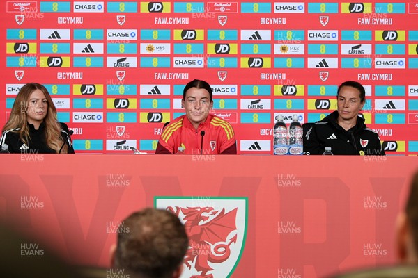080626 - Wales Women Football Media Conference - Wales Captain Angharad James and head coach Rhian Wilkinson speaks to the media ahead of their upcoming World Cup qualifier match against Czech Republic