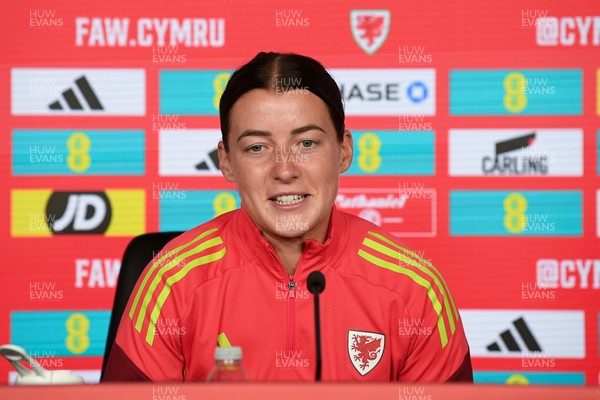 080626 - Wales Women Football Media Conference - Wales Captain Angharad James speaks to the media ahead of their upcoming World Cup qualifier match against Czech Republic