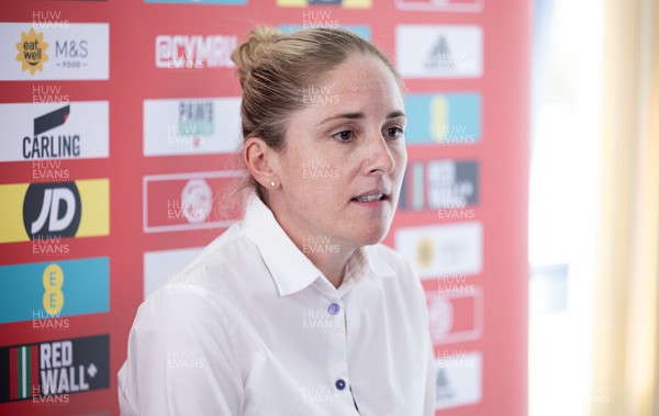 220623 - Wales Women Football manager Gemma Grainger at a press conference to announce her 22-player Cymru squad to face the current FIFA Women’s World Cup Champions, the USA, in San Jose California on Sunday 9 July
