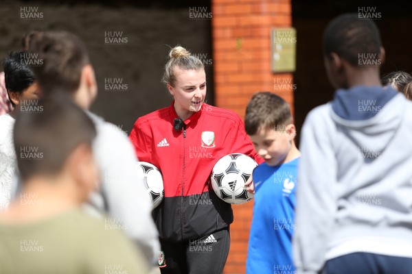 200519 - Wales Women Football Press Conference - Kylie Nolan takes a training session with children at Lansdowne Primary School