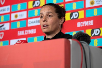 270526 - Wales Women Football Squad Announcement - Wales Women Head Coach, Rhian Wilkinson speaks to the press after announcing her squad for the upcoming World Cup Qualifying match against Czech Republic  