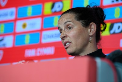 270526 - Wales Women Football Squad Announcement - Wales Women Head Coach, Rhian Wilkinson speaks to the press after announcing her squad for the upcoming World Cup Qualifying match against Czech Republic  