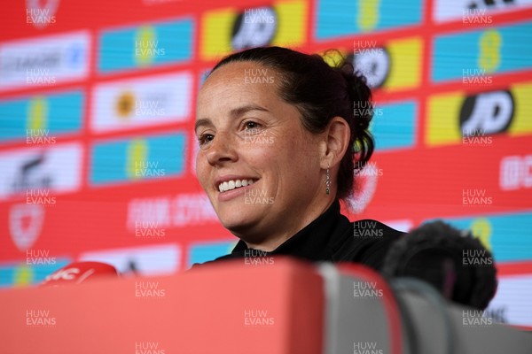 270526 - Wales Women Football Squad Announcement - Wales Women Head Coach, Rhian Wilkinson speaks to the press after announcing her squad for the upcoming World Cup Qualifying match against Czech Republic  