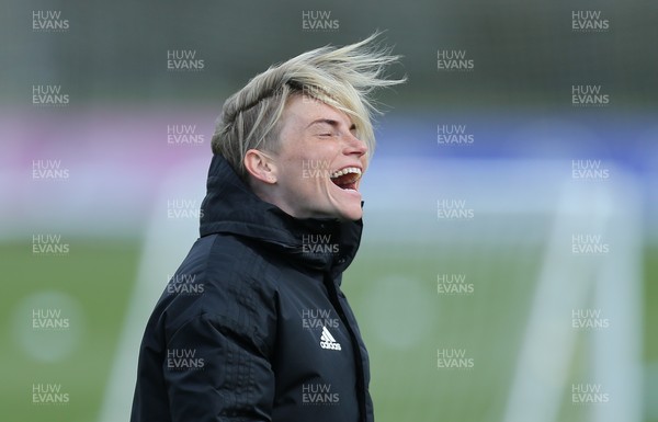 060421 Wales Women Football Training Session - Jess Fishlock is all smiles during training session ahead of their match against Canada