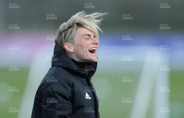 060421 Wales Women Football Training Session - Jess Fishlock is all smiles during training session ahead of their match against Canada