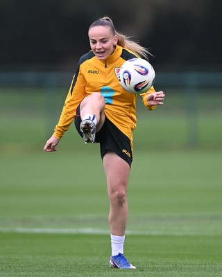 061026 - Wales Women Football Training - Lilly Woodham during training ahead of their World Cup Play-Off match against Albania