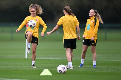 061026 - Wales Women Football Training - Lois Joel during training ahead of their World Cup Play-Off match against Albania