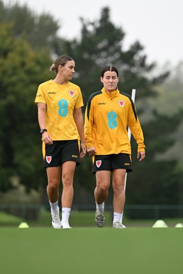061026 - Wales Women Football Training - Gemma Evans and Angharad James during training ahead of their World Cup Play-Off match against Albania