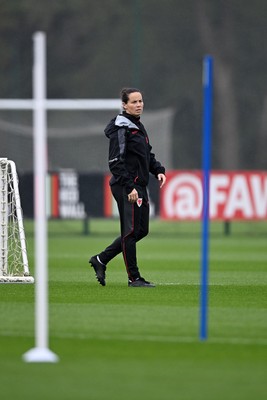 061026 - Wales Women Football Training - Wales Manager, Rhian Wilkinson during training ahead of their World Cup Play-Off match against Albania