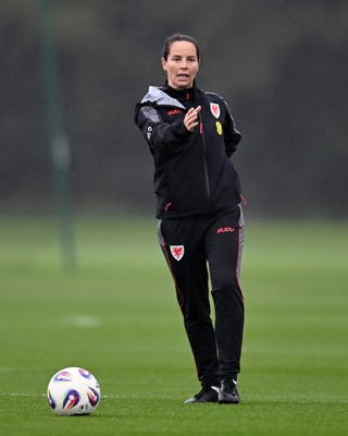 061026 - Wales Women Football Training - Wales Manager, Rhian Wilkinson during training ahead of their World Cup Play-Off match against Albania