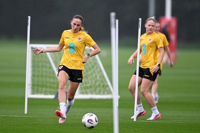 061026 - Wales Women Football Training - Laura Hughes during training ahead of their World Cup Play-Off match against Albania
