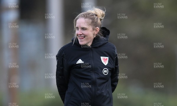 080421 Wales Women Football Training Session - Wales Women manager Gemma Grainger during a training session at Leckwith Stadium ahead of their match against Canada