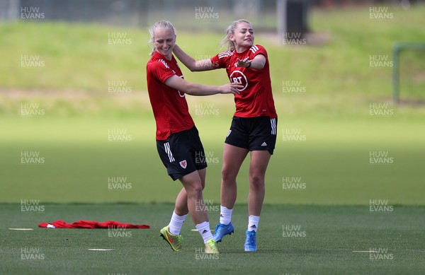 080621 - Wales Women Football Training - Elise Hughes and Charlie Estcourt during training