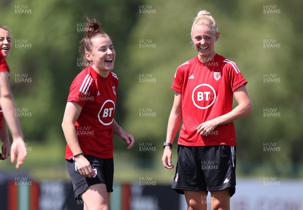 080621 - Wales Women Football Training - Angharad James and Sophie Ingle during training