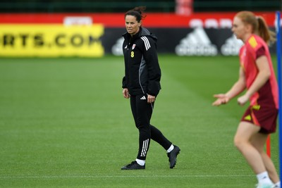 080626 - Wales Women Football Training - Wales head coach, Rhian Wilkinson during training ahead of their upcoming World Cup qualifier match against Czech Republic