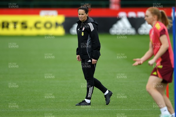 080626 - Wales Women Football Training - Wales head coach, Rhian Wilkinson during training ahead of their upcoming World Cup qualifier match against Czech Republic