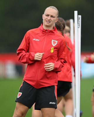 121026 - Wales Women Football Training - Elise Hughes during training head of their sides World Cup play-off match against Albania
