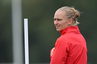 121026 - Wales Women Football Training - Elise Hughes during training head of their sides World Cup play-off match against Albania