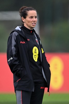 121026 - Wales Women Football Training - Wales Manager, Rhian Wilkinson during training head of their sides World Cup play-off match against Albania