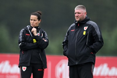 121026 - Wales Women Football Training - Wales Manager, Rhian Wilkinson during training head of their sides World Cup play-off match against Albania