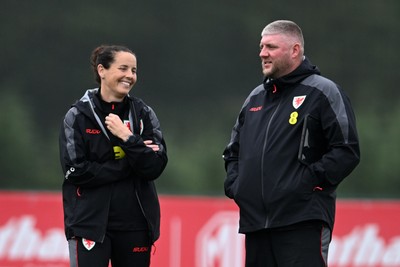 121026 - Wales Women Football Training - Wales Manager, Rhian Wilkinson during training head of their sides World Cup play-off match against Albania