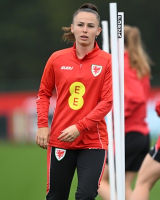 121026 - Wales Women Football Training - Hannah Cain during training head of their sides World Cup play-off match against Albania