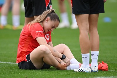 121026 - Wales Women Football Training - Lilly Woodham during training head of their sides World Cup play-off match against Albania