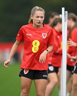 121026 - Wales Women Football Training - Charlie Estcourt during training head of their sides World Cup play-off match against Albania