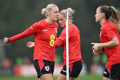 121026 - Wales Women Football Training - Mayzee Davies during training head of their sides World Cup play-off match against Albania