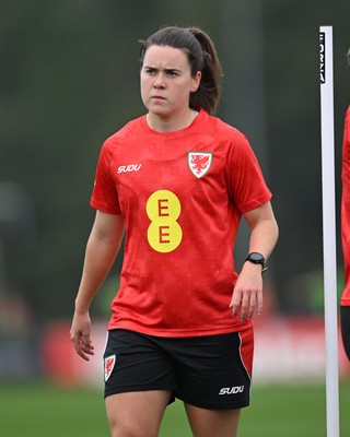 121026 - Wales Women Football Training - Esther Morgan during training head of their sides World Cup play-off match against Albania