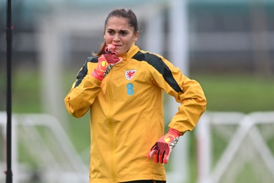 121026 - Wales Women Football Training - Safia Middleton-Patel during training head of their sides World Cup play-off match against Albania